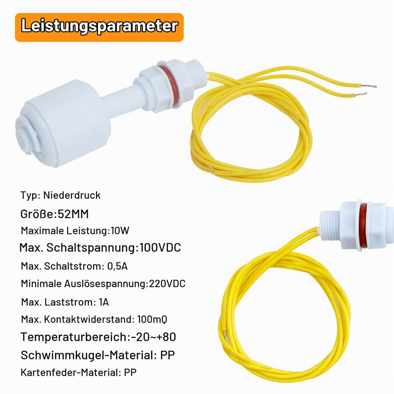 Pack of 4 Float Switch Liquid Sensor Level Switch for Water Level Control PP Float Switch Horizontal & Vertical Automatic Level Sensor for Aquarium Water Tank Hydroponics Pool