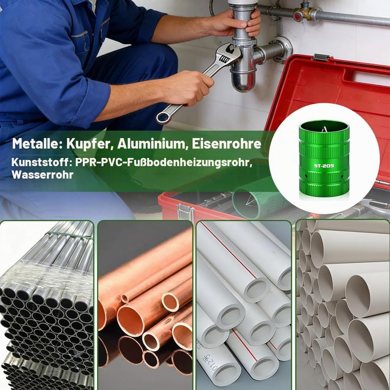 Universal 2-in-1 Deburring Copper Tube, Diameter 6-38 mm Pipes, Deburring Tool, Pipe Deburrer, Deburring Copper Pipe for Cleaning Work Indoor and Outdoor Pipe
