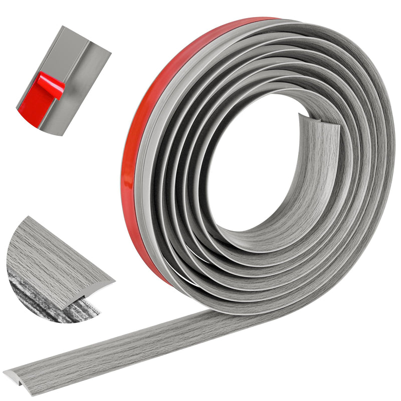 10Ft Floor Transition Strip Self Adhesive Carpet to Tile Floor Edging Trim PVC Threshold Strips, Peel and Stick Floor Joining Strip Suitable for Threshold Height Less Than 5mm (Gray Forest) 10 Feet Gray Forest