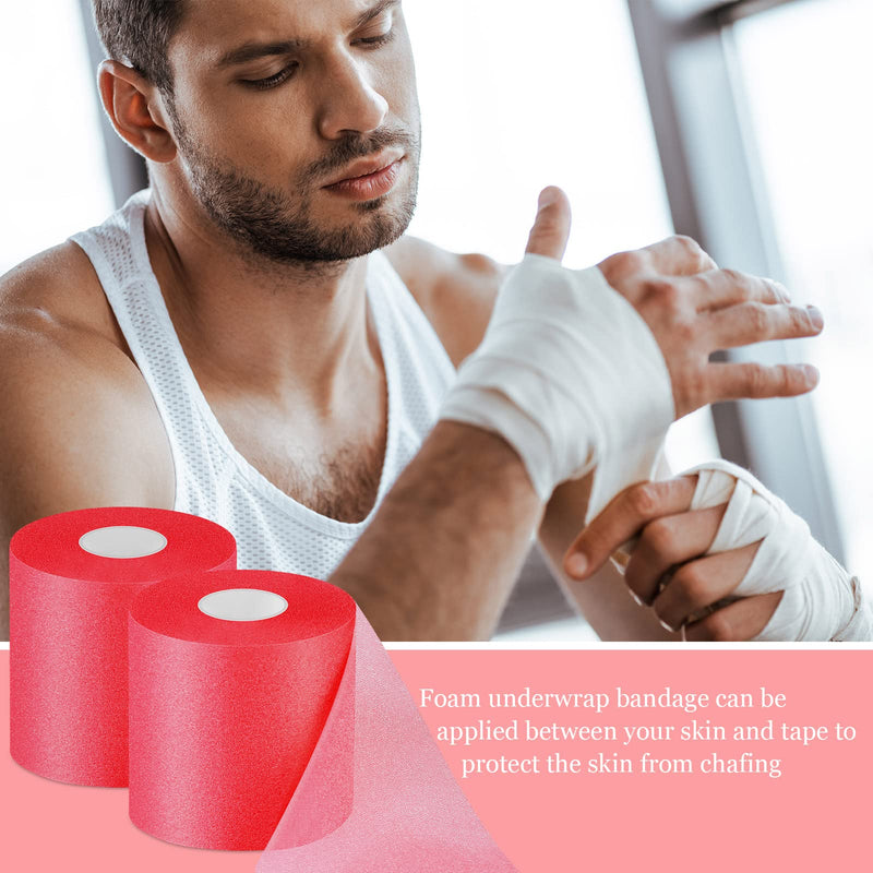 Nuanchu 30 Yards Pre-wrap Athletic Tape Pre Wrap Athletic Foam Underwrap Tape Foam Underwrap Bandage for Hair Soccer Sports Wrists Elbows Knees Ankles 2.76 Inches(Red) Red