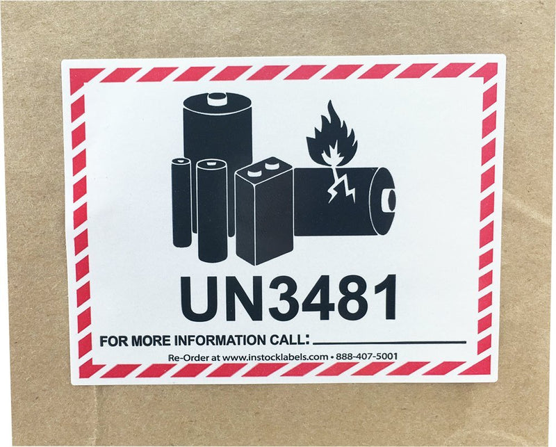 InStockLabels.com Lithium-Ion Battery Caution Labels, 500-Pack, Case of 3.25 x 4.25 Inch, Fragile Stickers for Shipping Lithium Batteries, Strong Adhesive, 500 Labels Per Roll, Safety Stickers
