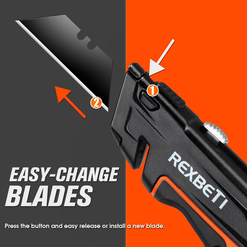 [Australia - AusPower] - REXBETI 2-Pack Utility Knife, SK5 Heavy Duty Retractable Box Cutter for Cartons, Cardboard and Boxes, Blade Storage Design, Extra 10 Blades Included（Total 18 Blades） 2 pack 