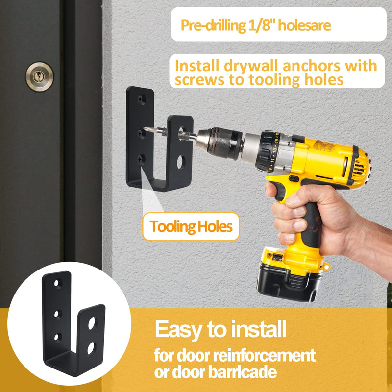 [Australia - AusPower] - Door Barricade Brackets, 2 Pack 2x4 Door Barricade Brackets Door Security Barricade Brackets Bar Security Holder for Home, Barn, Shed, Garage, Gate to Security Door Reinforcement Fits 2x4 Bars, Black 