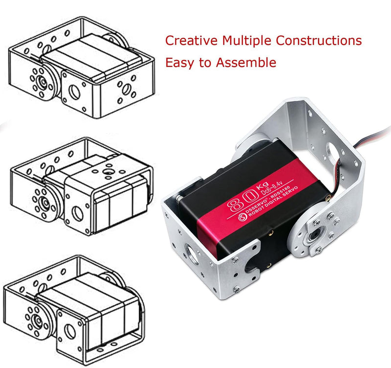 [Australia - AusPower] - 80KG Robot Servo Motor High Torque Steel Gear Waterproof Digital Steering Servo for Robotics, RC Vehicles, and Industrial Applications with Mount Brackets (180 Degrees) 180 Degrees 