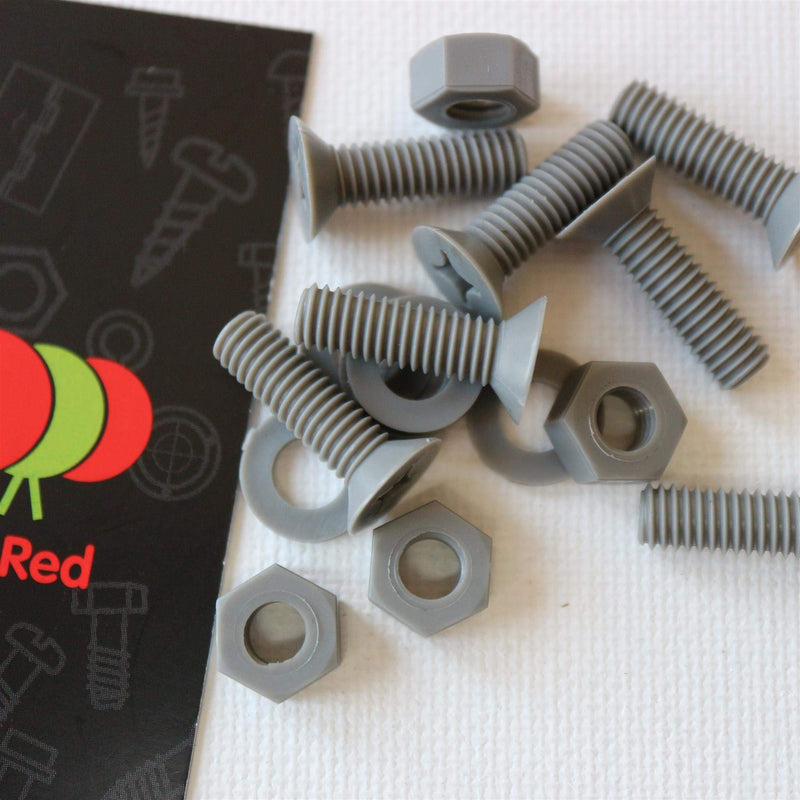 [Australia - AusPower] - 20 x Grey Countersunk Screws Polypropylene (PP) Plastic Nuts and Bolts, Washers, M6 x 20mm, Anti-Corrosion, Chemical Resistant, Gray, (15/64 x 25/32 in) 