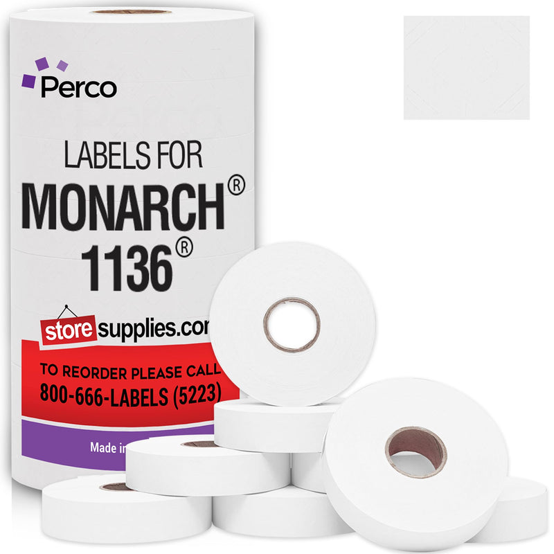 Pricing Labels for Monarch 1136 White - 14,000 Labels w/ 8 Rolls Value Pack, 1 Sleeve - Made in USA