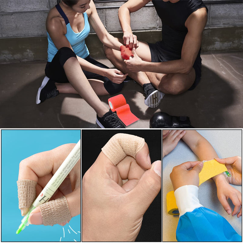 [Australia - AusPower] - 1"/2"/3"/4" Self Adhesive Bandage Wraps, 6pcs 5 Yard Breathable Elastic Wraps, 12 Colors to Choose, (2", Skin Color, 6pcs) 6pcs Skin Color 2 Inch 