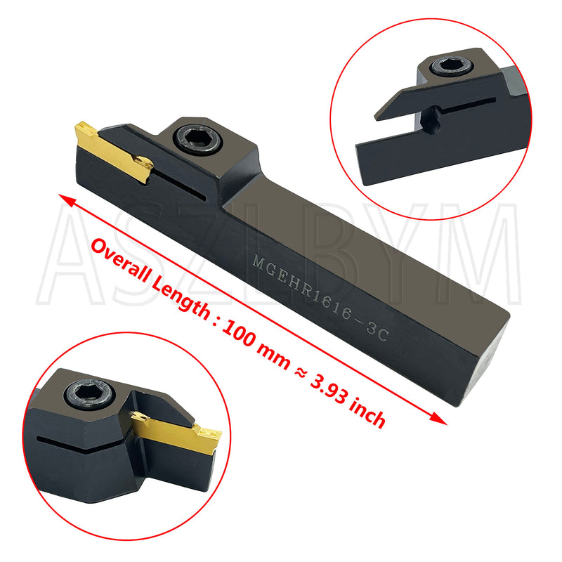 [Australia - AusPower] - Lathe Grooving Tool Holder Grooving Cut-Off Tool Holder MGEHR1616-3 With 11pcs MGMN300-M Indexable Carbide Grooving Inserts 