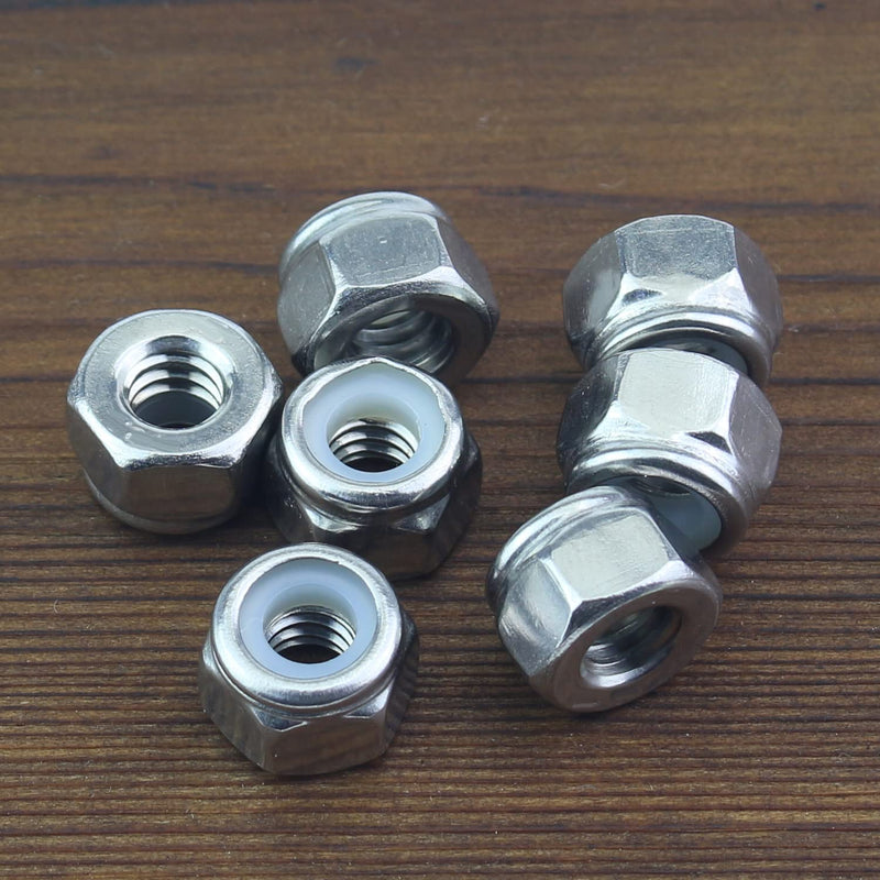 [Australia - AusPower] - 100 Pieces 1/4"-20 Nylon Insert Hex Lock Nuts, 304 Stainless Steel (18-8) Locknuts, Bright Finish, Coarse Thread 1/4"-20 (100 pcs) 