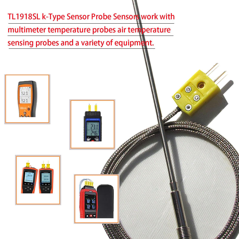 [Australia - AusPower] - TL1918SL k Type thermocouple Probe -50℉~1100℉ 0.13in/40in k-Type Temperature Sensors 