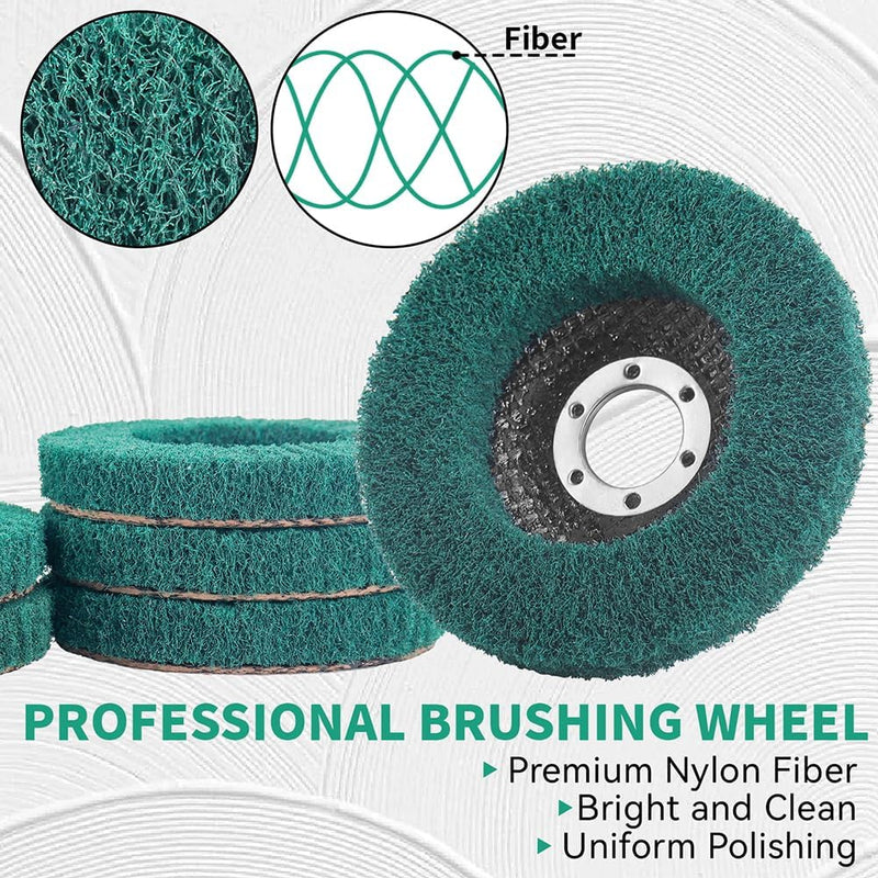 5 Pieces 4.5" x 7/8" Nylon Fiber Slat Disc 180 Grit Sanding Discs for Removing Rust and Cleaning | 5 Stück Schleifscheibe Nylonfaser zum Abrosten Polieren und Entfernen von Rost auf Metallen