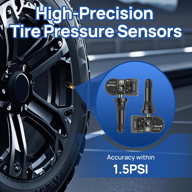 [Australia - AusPower] - Masoll TPMS Sensor for GM, Tire Pressure Sensor for Chevy Silverado Buick Cadillac GMC, 2026 New Upgrade Tire Pressure Monitoring Sensor 4-Pack, Dual-Antenna Design Tire Sensor 4 Sensors 