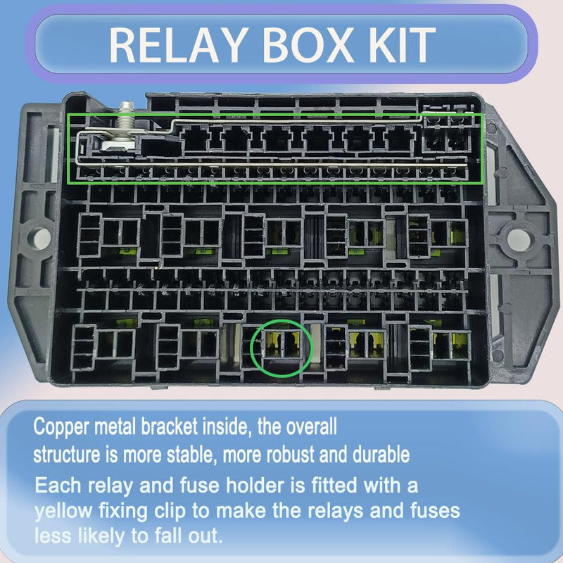 TIERXIALY Relay Fuse Block with 10 Pack 5 Pin 30A Relays Slots and 40 ATC/ATO Fuse Slots Universal Fuse Relay Box 12V-24V On/Off Switch Panel for Car SUV Truck (Box &Terminal) Box &Terminal