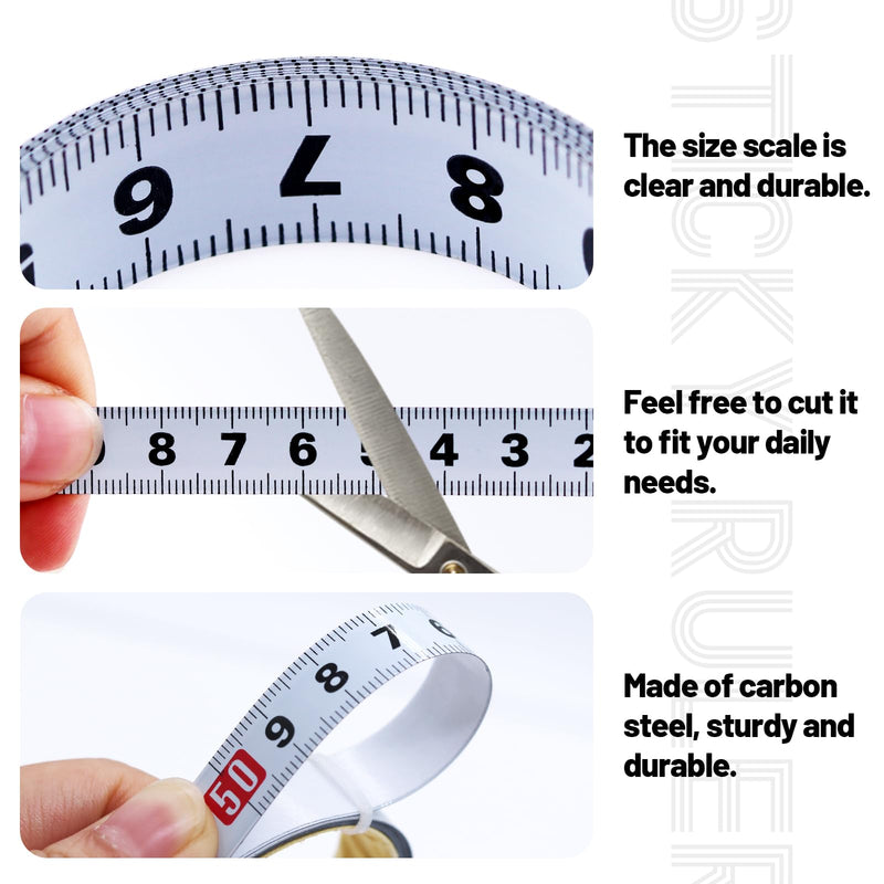 [Australia - AusPower] - AIMEKE Pack of 6 Self-Adhesive Tape Measure 1 m / 2 m Scale Tape Measure Metric Steel Ruler Stick on for Measuring Workbenches (Forward, Backward, Centred) 