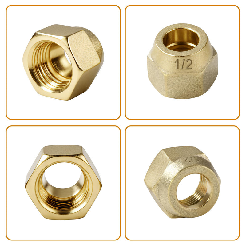 [Australia - AusPower] - Premium Brass Flare Nut Set - SAE 45° Flare Tube Fittings for Air Conditioning & Copper Pipe Extension Butt (5/8", 5 Pack) 5/8in 
