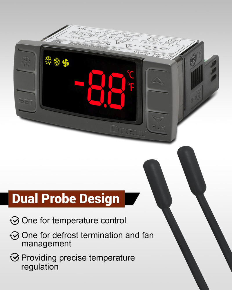 [Australia - AusPower] - W0302186 Controller Replace for Dixell XR03CX-4N0F1 Temperature Controller, Fit for 120V Commercial Refrigerators/Freezer, with Temperature Sensor Probes & Clasp 