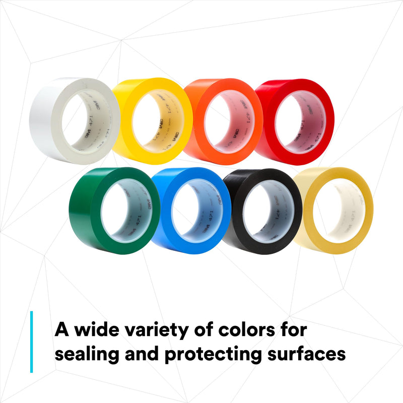 3M Vinyl Tape 471, Red, 2 in x 36 yd, 5.2 mil, 1 Roll, Red Floor Tape, Paint Alternative for Floor Marking, Social Distancing, Color Coding, Safety Marking