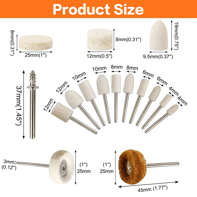 134PCS Polishing Buffing Wheel Polishing Kit for Dremel, Polishing Wheel Rotary Tool Accessories with 1/8" Shank, Abrasive Wheel Buffing Polishing Wire Brushes Wool Felt Cotton Mounted 134PCS Buffing Wheels