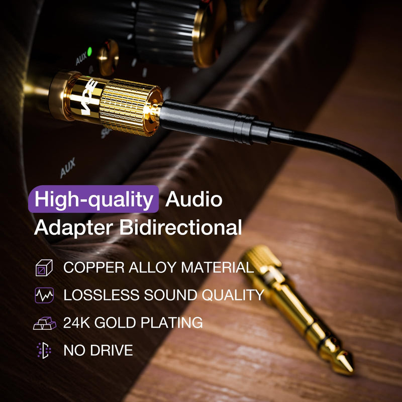 [Australia - AusPower] - VCE 6.35mm (1/4 inch) Male to 3.5mm (1/8 inch) Female Stereo Audio Jack Adapter for Aux Cable, Guitar Amplifier, Headphone, 2 Pack 