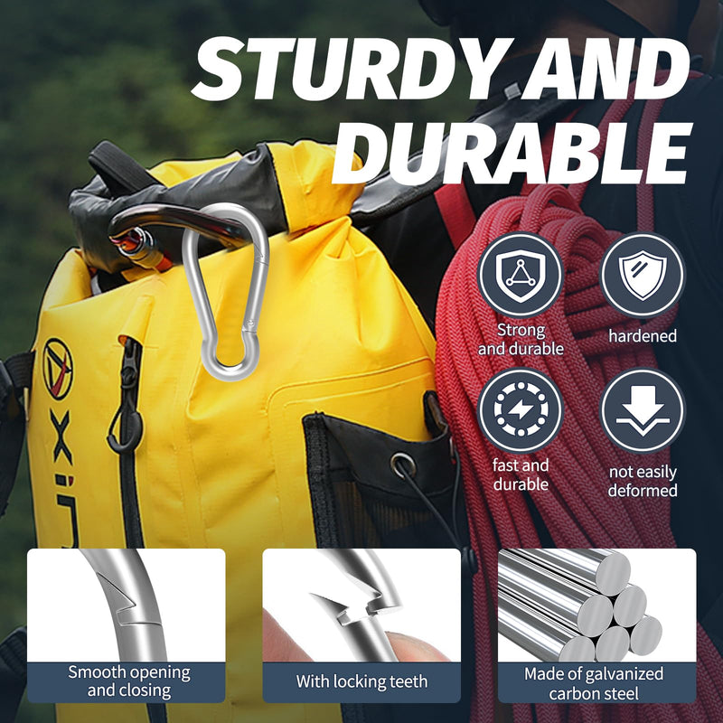 [Australia - AusPower] - 12PCS M4 Spring Snap Hook Carabiner, 1.57 Inch Small Carabiner Clip, Silver Heavy Duty Galvanized Steel Spring Clip, Quick Link Key Chain for Swing Hammock Gym Outdoor, 120LBS Holding Capacity 12PCS M4-Silver 