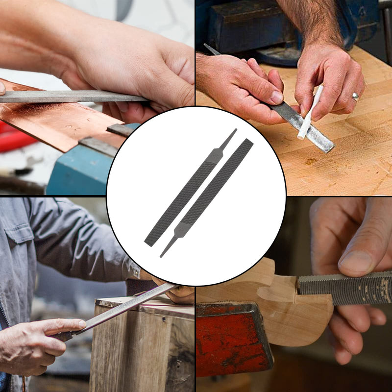 [Australia - AusPower] - Bivethoi 6 Inch Flat Medium Cut File, High-Carbon Steel Double Cut Teeth Single Hand File Without Handle Suitable for Wood, Metal, Sharpening 