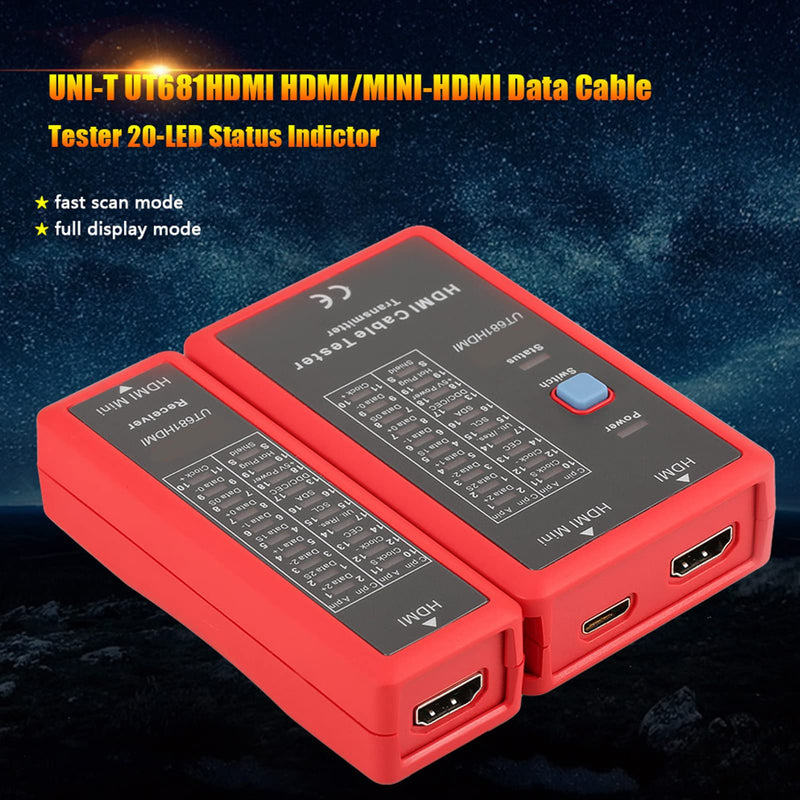 [Australia - AusPower] - UT681 HDMI Cable Tester, Portable Mini HDMI to HDMI, High Definition USB Cable Tester, for Check Disorder Short Open and Cross Connection 