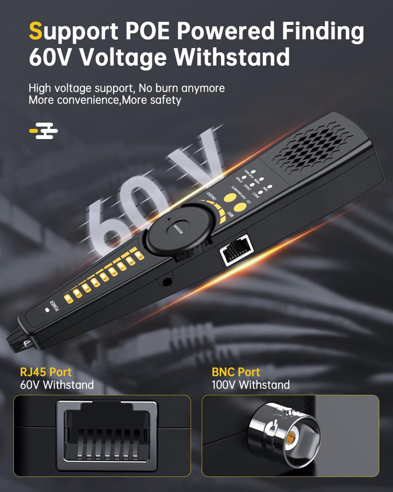 [Australia - AusPower] - Digital Cable Tracer Kit, Electop Anti-Interference Network Tester,RJ11 RJ45 UTP STP Ethernet Cable Tester, POE Tester Cable Toner for Telephone LAN Coax RVV Cable Elevator line 
