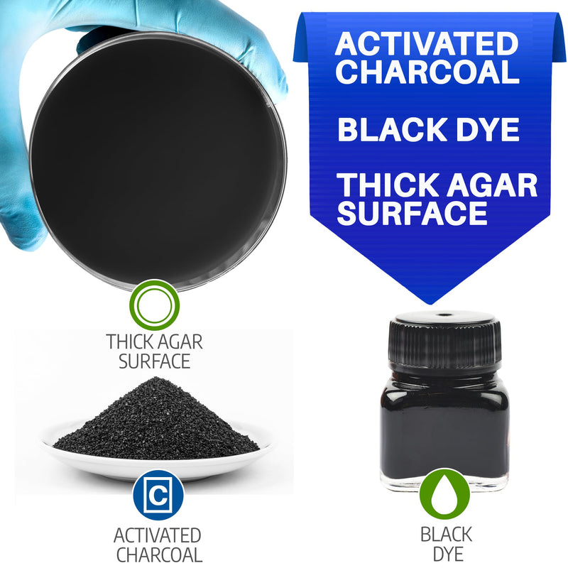 ES EVVIVA SCIENCES Pre-Poured Black Malt Extract Agar Plates – Includes Both Black Dye & Charcoal for Enhanced Culture Visualization - Excellent Growth Medium - Great for Mushrooms & Science Projects