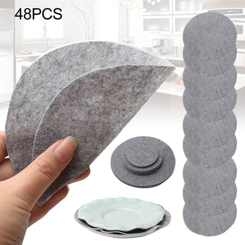 [Australia - AusPower] - 48 Pieces Felt Plate Separator Discs Soft Felt Plate Separators for Chest Protector Kitchen Tableware Storage and Organization 