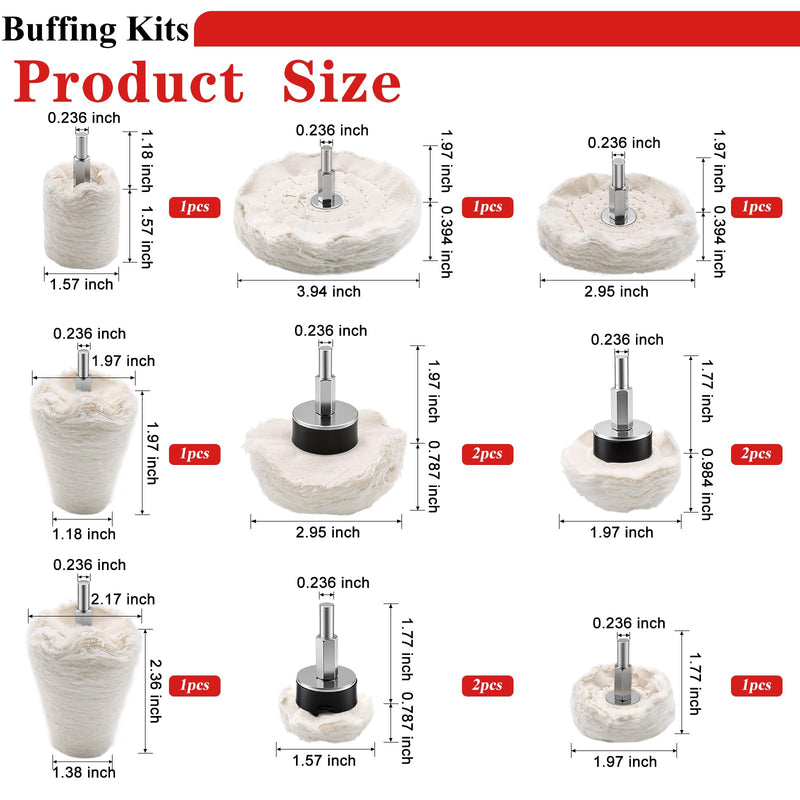 [Australia - AusPower] - Tnisesm 15Pcs Buffing Wheel Kits,Polishing Wheels Buffing Pads for Drill for Metal Aluminum,Stainless Steel, Chrome, Jewelry, Wood, Plastic, Ceramic, Glass,etc 15 