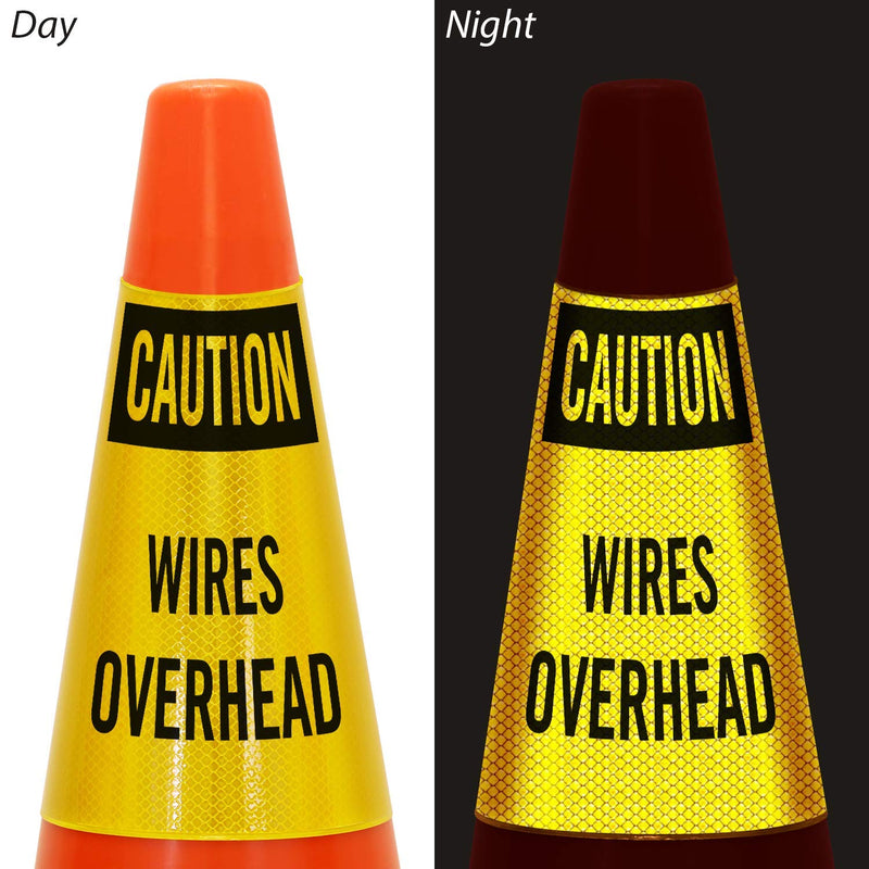 SmartSign “Caution - Wires Overhead” Bright Reflective Cone Message Sleeve, [Cone Not Included]