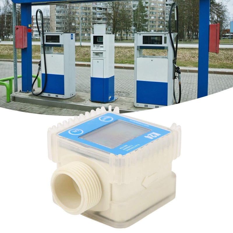[Australia - AusPower] - Digital Turbine Flow Meter 1inch Gasoline Fuel Pump Flowmeter for Chemicals LCD Display Fuel Flow Meter for Gas Diesel Water Measurement K24 