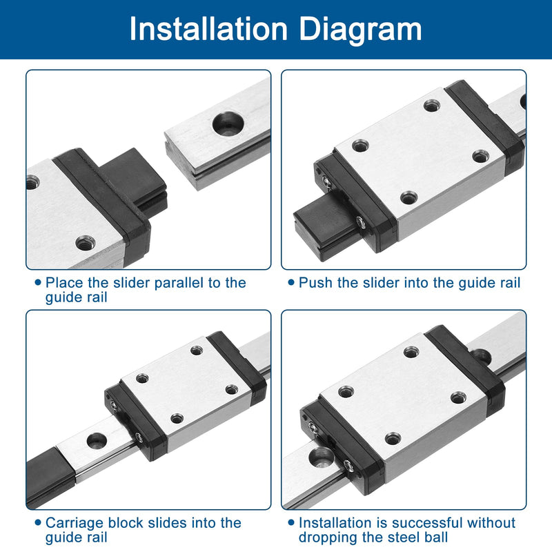 [Australia - AusPower] - uxcell 2pcs MGN7 300mm Linear Guide Rail with 2pcs MGN7H Sliding Carriage Block Bearing Steel and 2pcs Plastic Mini MGN12 Linear Guide for DIY 3D Printers and CNC Machine, Silver 