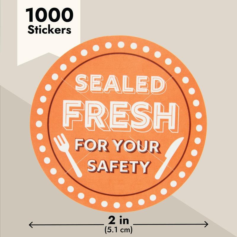 [Australia - AusPower] - Stockroom Plus 1000-Pieces of Tamper Evident Labels Roll for Food Delivery - 2" Round Sealed for Your Safety Stickers - Tape for Restaurant Packages, Diners, Business Labeling - Tamper Seal Stickers 