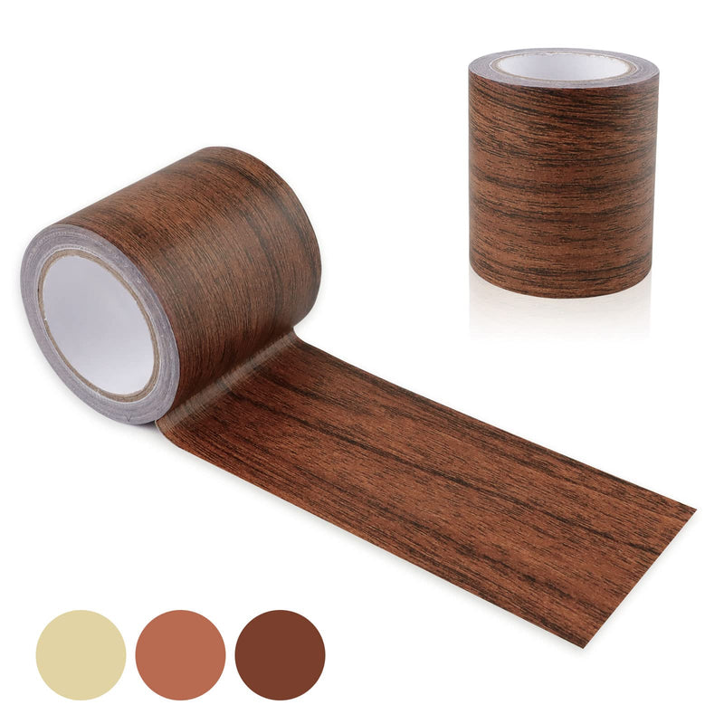 2 Roll Grain Tapes, Floor Repair Patch Textured Adhesive, Wood Printed Tape Strong Adhesive, Wood Repair Patch for Wall Corner Table Door Sofa Home Decor (Dark Brown) Dark Brown