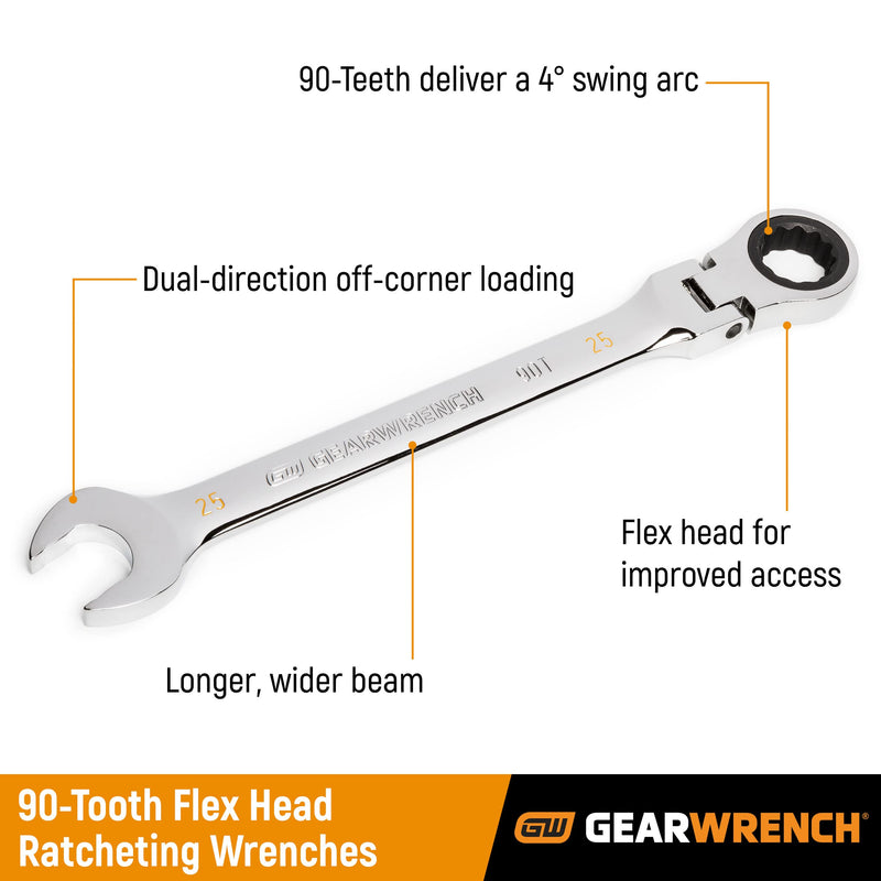 GEARWRENCH 3/4" 4 Degree Swing Arch 12 Point Flex Head Ratcheting Combination Wrench - 86749 3/4"