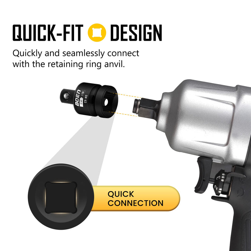 BOEN 3/4"F to 1/2"M Impact Socket Adapter, Cr-Mo Steel,Socket Adapter Set for Impact Driver Conversions