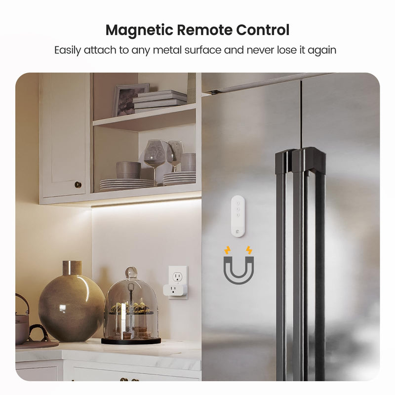 TREATLIFE 3Pack Mini Remote Control Outlet Plug with Magnetic Remote, 15A/1800W Wireless Light Switch for Lamps, Fans, Household Appliances, No Hub Required, 2 Years Warranty