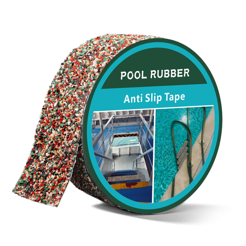 Pool Rubber Anti Slip Tape 2in x 15ft, Waterproof Non-Slip Tape, Ideal for Bare Feet Safety Near Pools, Steps and Ramps(2in x 15ft, Red)