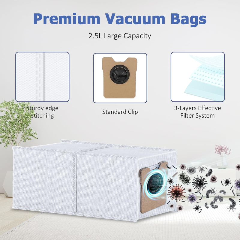 [Australia - AusPower] - Replacement Parts Kit for eufy Omni C20 Robot Vacuum Accessories, 2 Roller Brushes, 4 Filters, 6 Side Brushes, 6 Mop Pads, 6 Dust Bags, 24 Pack 