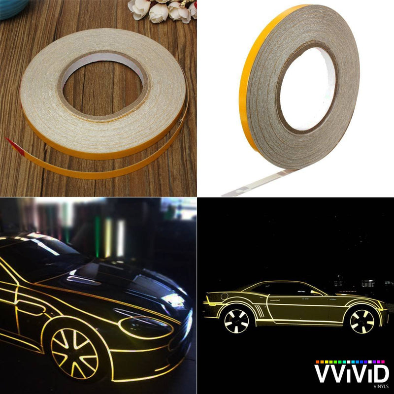 VViViD Reflective Fine Line Detail Tape Stripe 1cm x 3m Prelaminated for Interior/Exterior Use (Gold Yellow) Gold Yellow