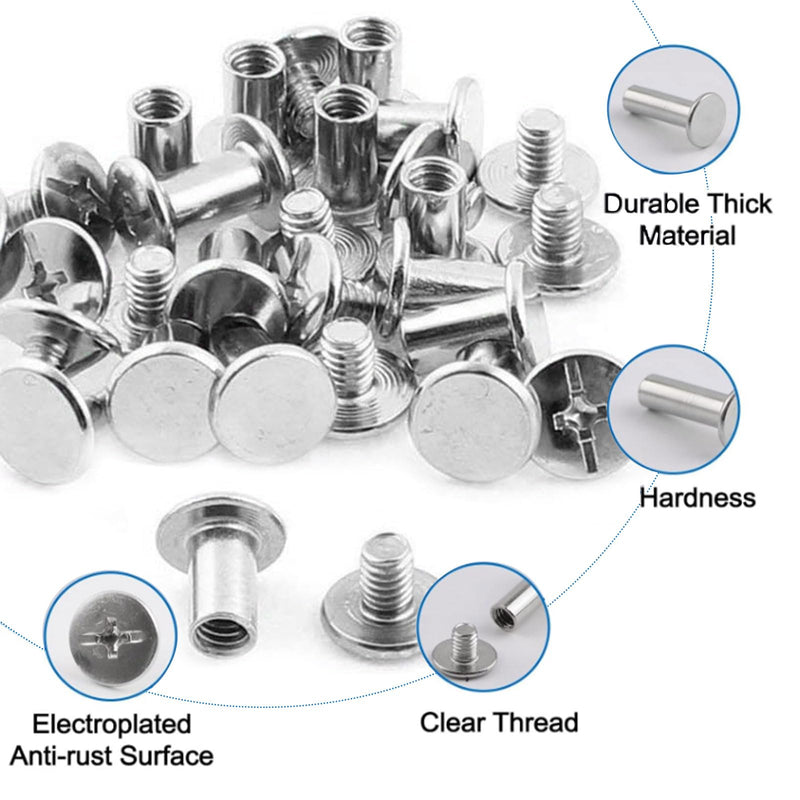 [Australia - AusPower] - 5mm X 8mm Nickel Plated Binding Chicago Screw Posts Barrel Nuts Docking Rivets Silver Tone 72pcs 5* 8mm - 72PCS 