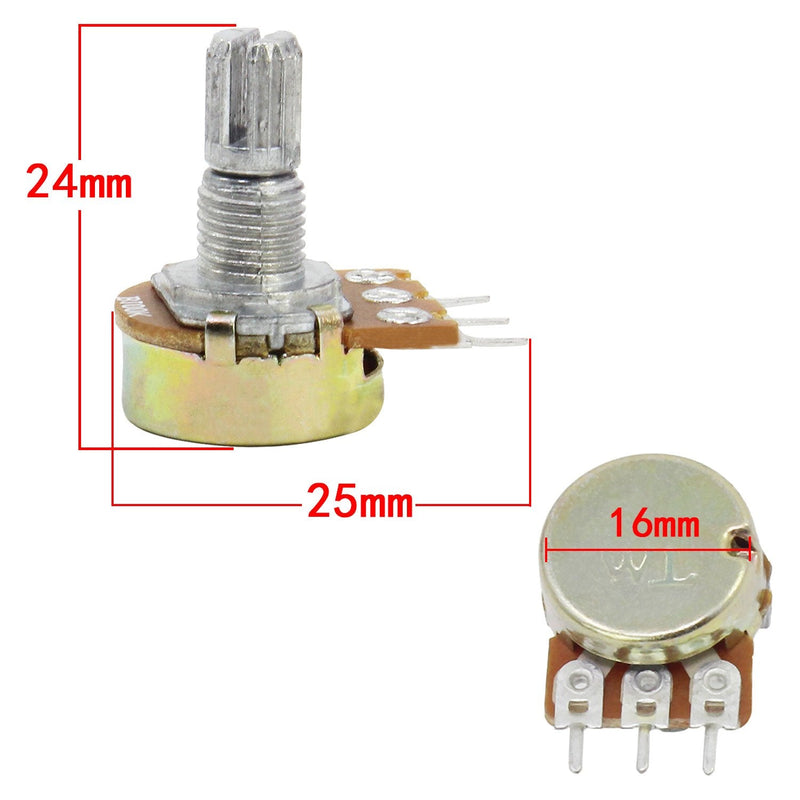 [Australia - AusPower] - Aussel Linear Potentiometer 3 Terminal Rotary Potentiometer with Cap Nuts and Washer 
