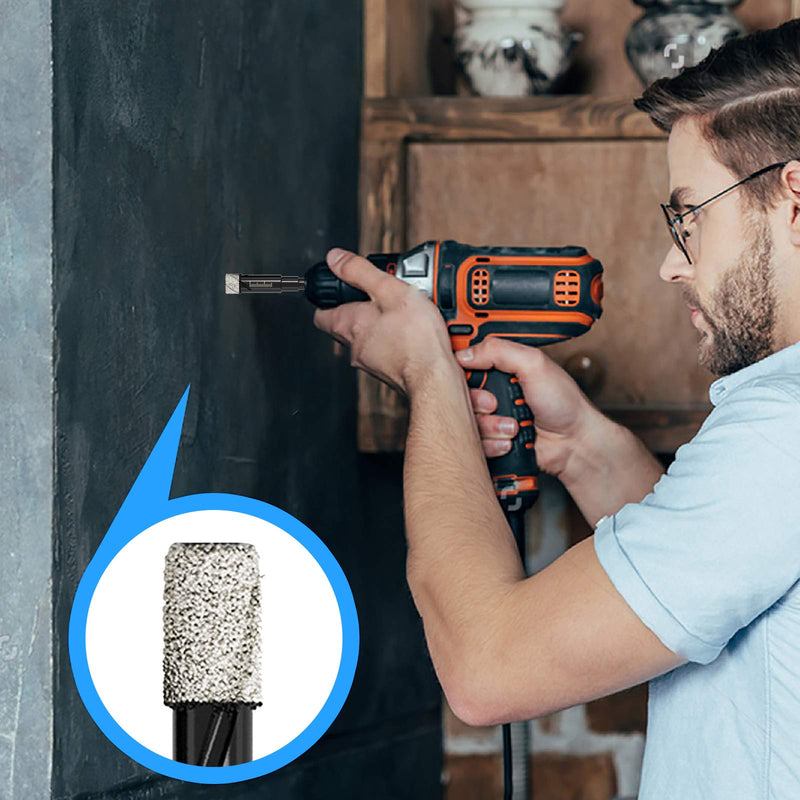[Australia - AusPower] - Dry Diamond Drill Bits Set, 5 Pcs Tile Drill Bits for Porcelain, Ceramic, Granite, Marble, Stone, Glass Hard Materials, Round Shank 1/4", 5/16", 3/8", 1/2" Drill Bits, with Storage Case 5 Pcs Diamond Bits 