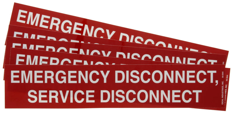 [Australia - AusPower] - IDEAL INDUSTRIES 44-944 NEC Emergency Disconnct Lable,1-3/4 in. x 9 in. Adhesive 5Pk 