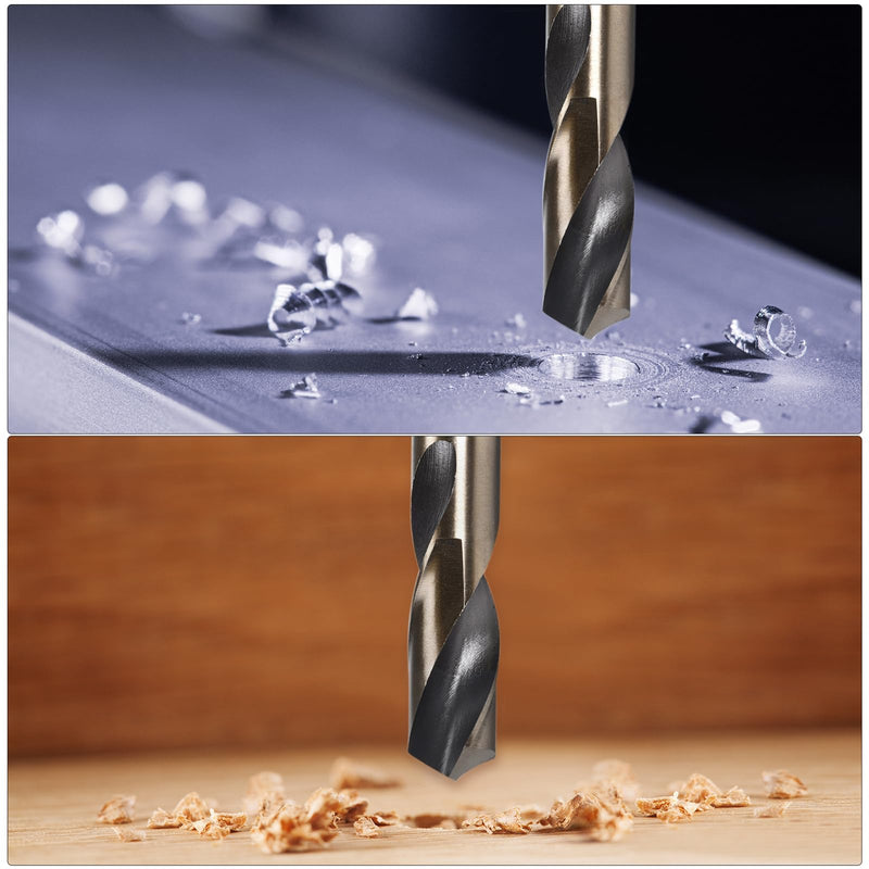 uxcell 2pcs Reduced Shank Twist Drill Bits 25mm Black Nitride & Gold Titanium Coated High Speed Steel 4341 with 12.7mm (1/2") Shank for Stainless Steel Alloy Metal Plastic Wood 25mm x 12.7mm 2