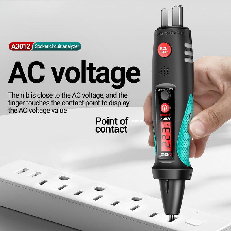 [Australia - AusPower] - YIWENG AC Voltage Detector,A3012 Multifunctional Socket Circuit Analyzer AC/DC Voltage Tester Intelligent Power Polarity Detector Leakage Test Tools, US Plug 