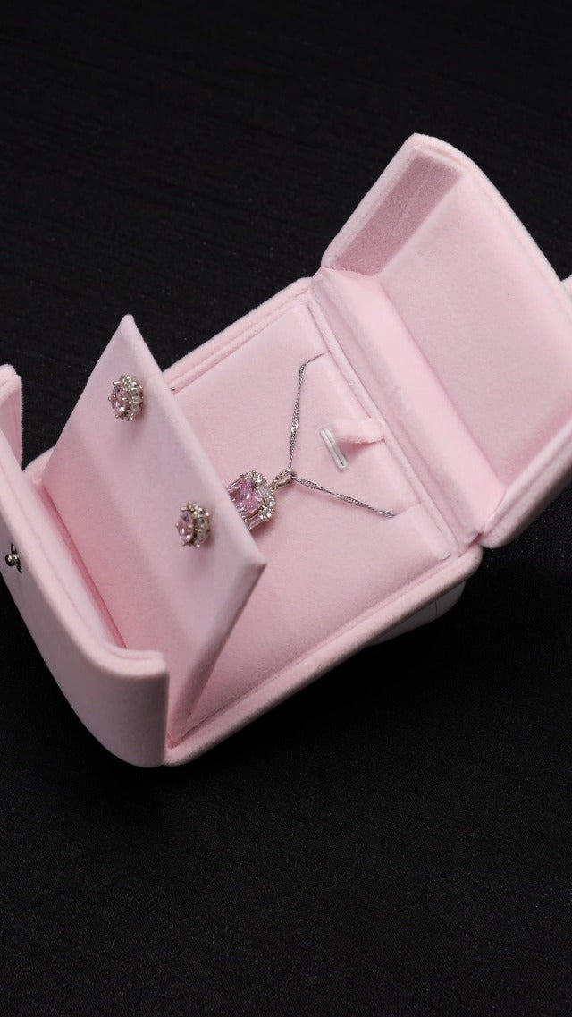 Oirlv Pink Velvet Jewelry Packaging Box Large Necklace Display Storage Case Large Necklace Gift Box Large Necklace Box