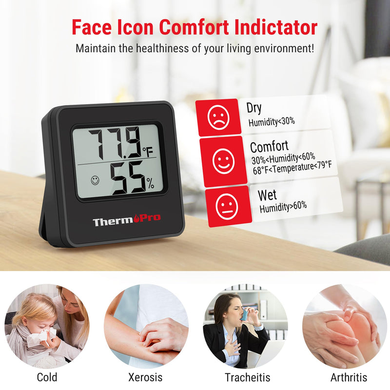 [Australia - AusPower] - ThermoPro TP157 Hygrometer Indoor Thermometer for Home, Room Thermometer Humidity Meter with Accurate Temperature Humidity Sensor for Greenhouse Baby Room Office-1 Pack 1 