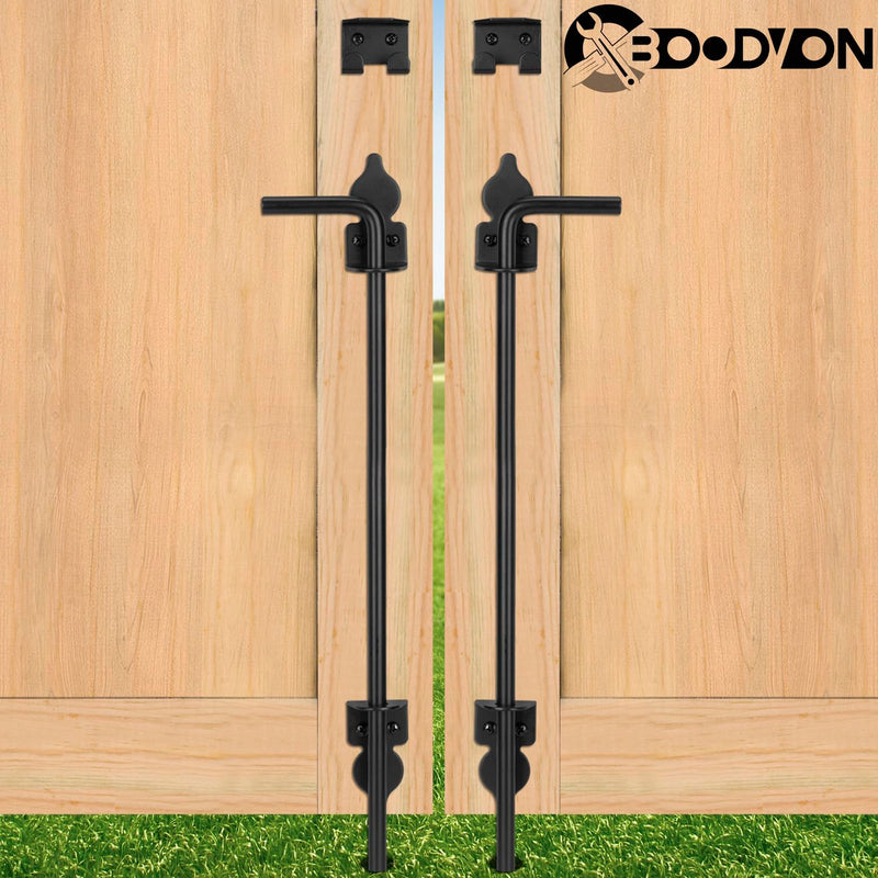 24 Inch Cane Bolt Gate Drop Rod Heavy Duty Gate Hardware, Gate Ground Latch for Wooden Fences, Metal Gates Doors Stopper for Gate Ground, Wrought Iron Gate Latches, Black Finish(1 Pack) 1 24 Inch